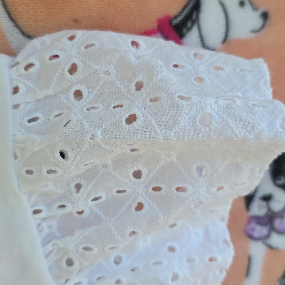 White Eyelet Sleeve Ruffle Tee - Picture 15 of 16